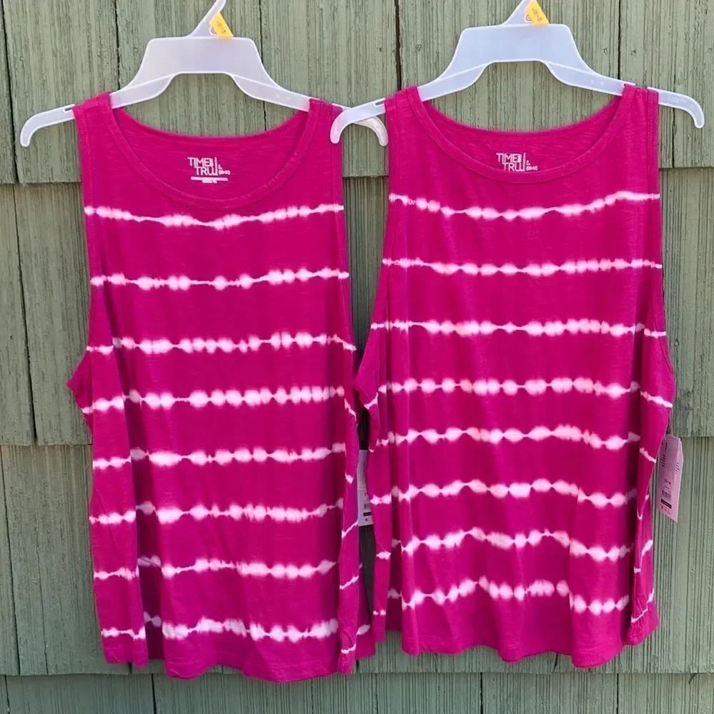 Swing Tie Dye Striped Comfy Tank Top Shirt 2-Pack Size L